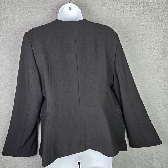 Adrienne Vittadini Black Blazer Jacket L Classic Structured Open  Minimalist - Picture 2 of 11